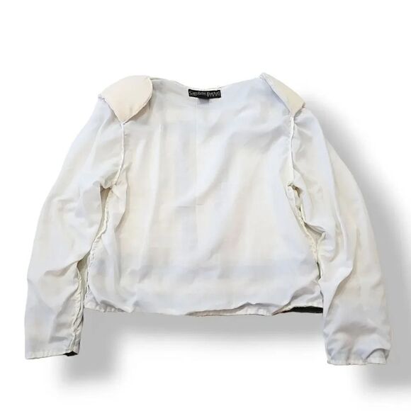 Vintage Carolyn Barton 100% Silk Beaded Evening Jacket in Ivory/Sea Blue Size M - Picture 9 of 16